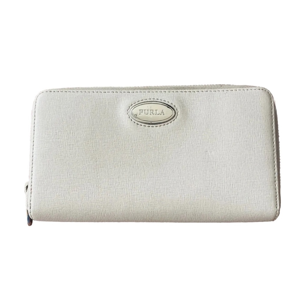 FURLA long wallet pure leather / off white / beige / zip around GUC - Picture 7 of 12